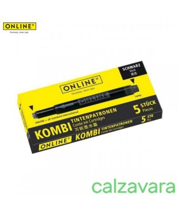 Cartucce Stilo ONLINE Combi Ink Cartridge Standard + Lamy 5pz - Nero Black (Cod. OL17145)