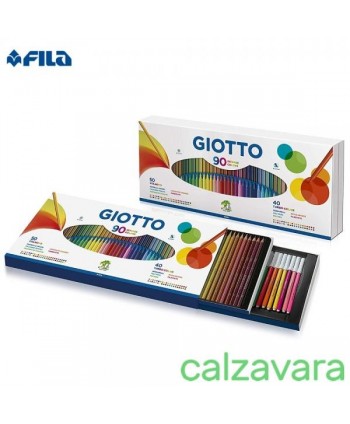 Astuccio Giotto 90 Colori 50 Pastelli Stilnovo + 40 Pennarelli Turbo Color (Cod. 257500)