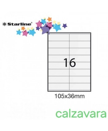 Etichetta adesiva bianca 100fg A4 105x36mm (16et/fg) STARLINE (Cod. STL3027)