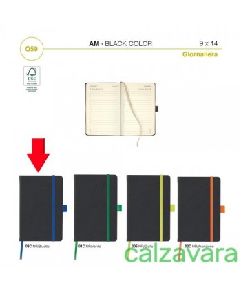 Agenda Giornaliera 2023 - Black Color cm 9x14 Carta Bianca - Colore Blue (Cod. Q59AM-B)