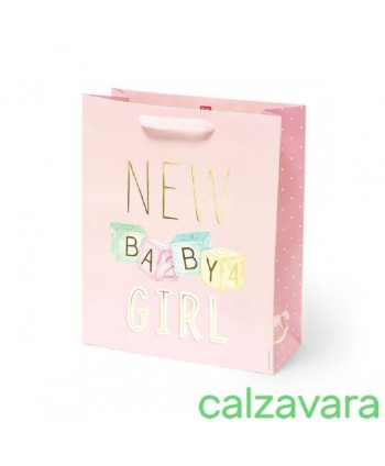 Borsetta Shopper Regalo LEGAMI Large 32x26x11cm - New Baby Bambina (Cod. GB0606)