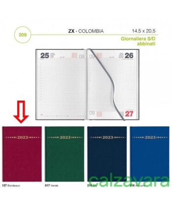 Agenda Giornaliera 2023 - Essedi Colombia cm 14,5x20,5 - Bordeaux (Cod. 209ZX)