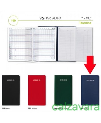 Agenda Mensile 2023 - da Taschino PVC Alfa cm 7x13,6 - Colore Blu (Cod. 190VQ)