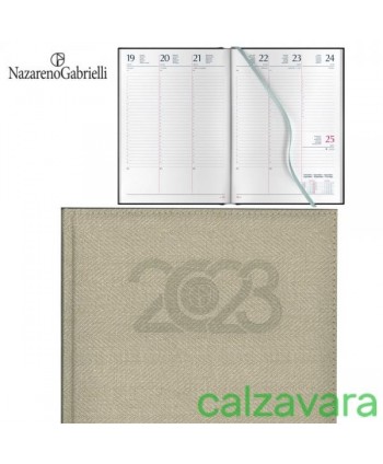 Agenda Settimanale 2023 - Tweed cm 17x24 Carta Bianca - Colore Beige (Cod. 2175169)