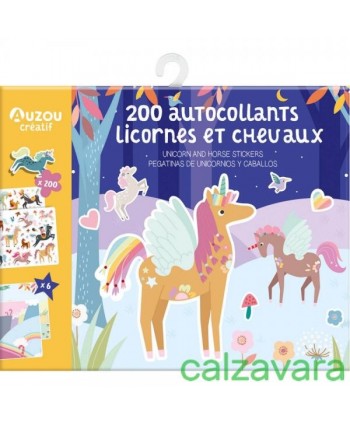 200 Adesivi Stickers Riposizionabili - Unicorni e Cavalli (Cod. AUZ-STK-HEROES)