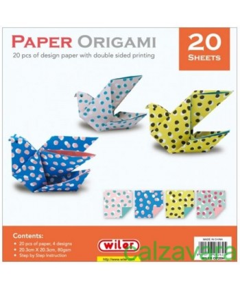 Carta per Origami 80 GR. Stampa su 2 Lati cm. 20,3X20,3 20 Fogli - Colombe (Cod. WOP20H)