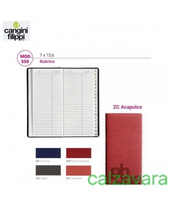 RUBRICA CANGINI 7x13,6 ACAPULCO - Colori Assortiti (Cod. 550ZC)