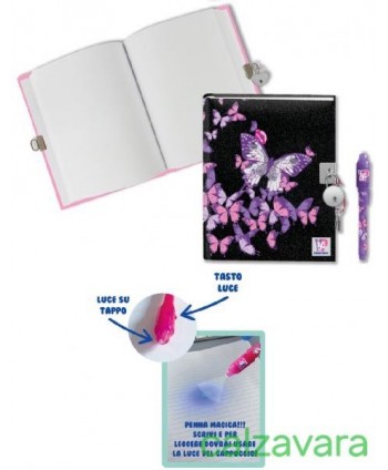 Diario Segreto Unicorno con Penna Magica Copertina Glamour - Lilla Nero (Cod. 598869-A)