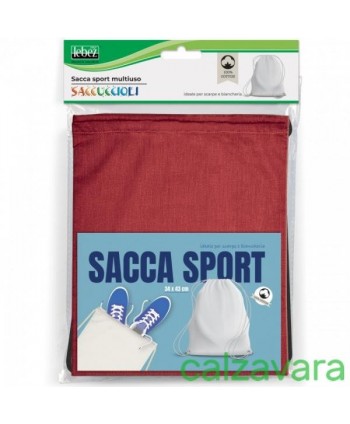 Sacca Sport Basic Color in Cotone cm 34x43 Ideale per Scarpe - Colori Assortiti (Cod. 550352)