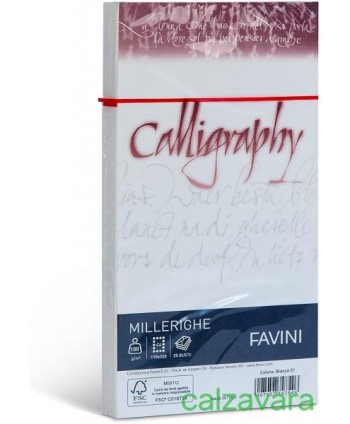 Buste 11x22 Calligraphy 100gr 25pz 01 - Bianco Mille Righe (Cod. 61549)