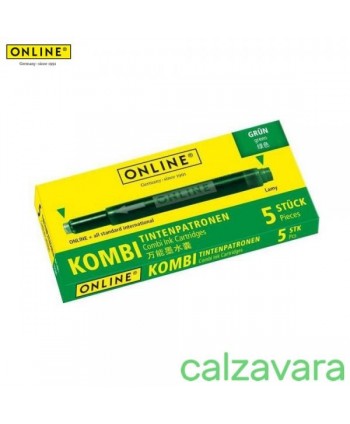Cartucce Stilo ONLINE Combi Ink Cartridge Standard + Lamy 5pz - Verde Green (Cod. OL17144)